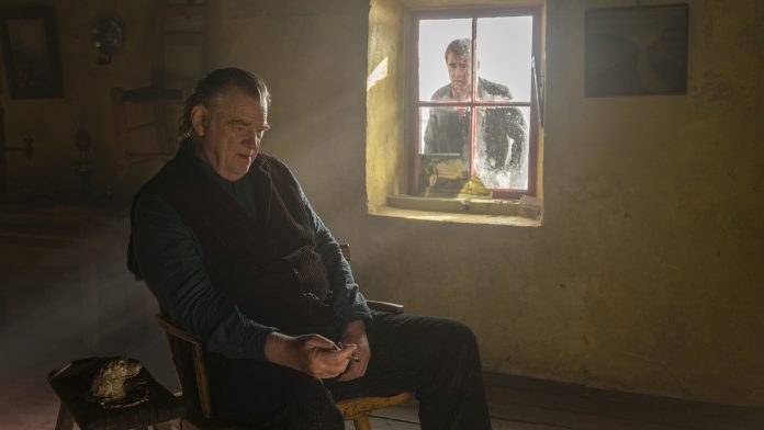 Brendan Gleeson and Colin Farrell in the film THE BANSHEES OF INISHERIN. Photo by Jonathan Hession. Courtesy of Searchlight Pictures. © 2022 20th Century Studios All Rights Reserved.